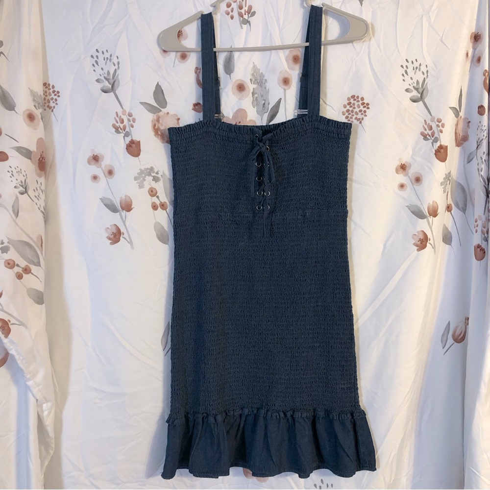 Women's Aeropostale Midi Denim Blue Elastic Dress Size Large